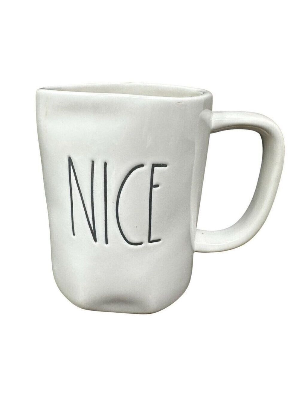 Rae Dunn Santa NICE Mug Large Coffee Cup Ceramic Magenta LL Farmhouse Gift 16oz